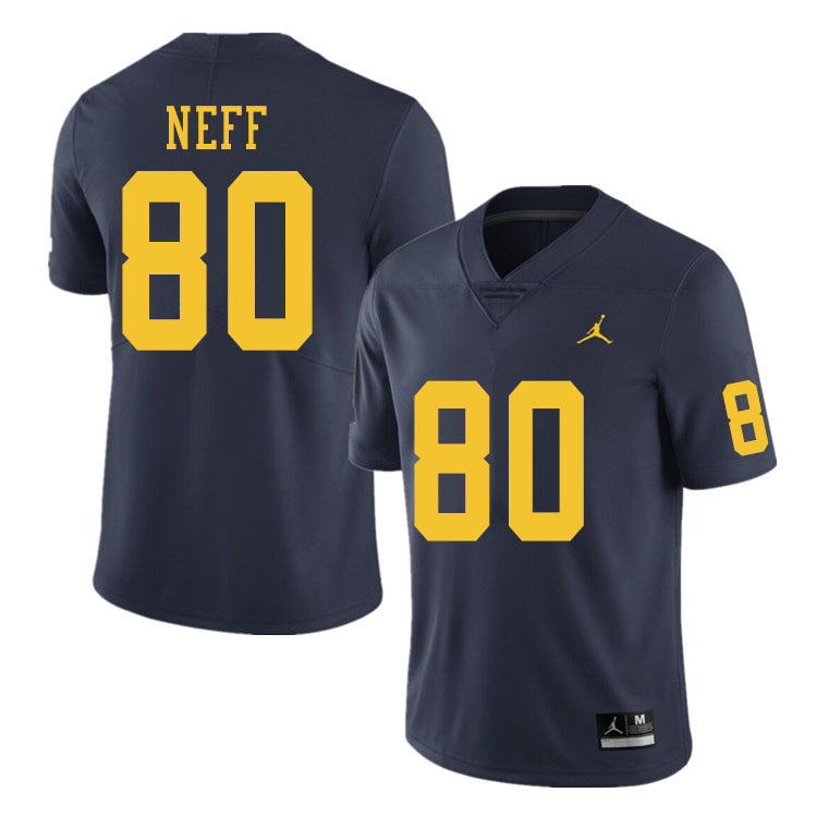 Men #80 Hunter Neff Michigan Wolverines College Football Jerseys Sale-Navy - Click Image to Close
